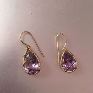real amethyst tear drop earrings by local artist